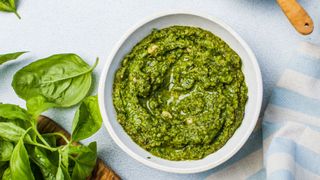 Bowl of green pesto