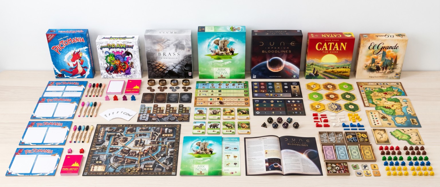 An AI-generated image of the 9 best board games for creatives. 
