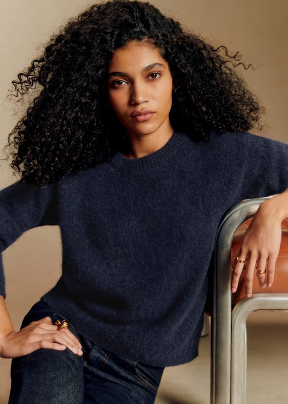 Amiel Jumper - Navy - Baby Alpaca - S&amp;eacute;zane