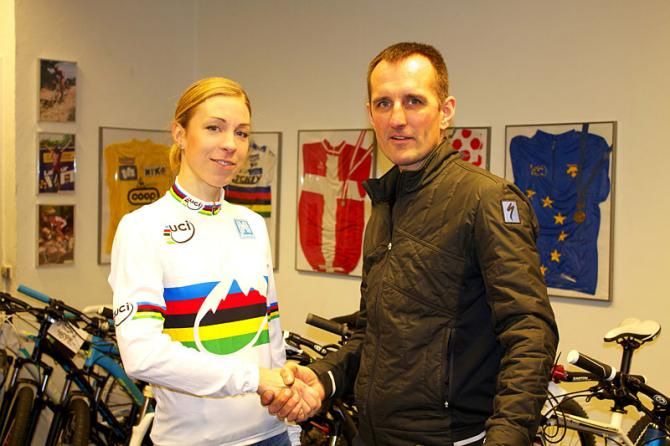 Annika Langvad and Team DaVinci Specialized Manager Lennie Kristensen