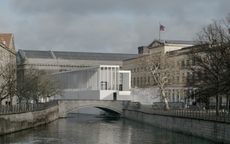 View of the James-Simon-Galerie across a river.