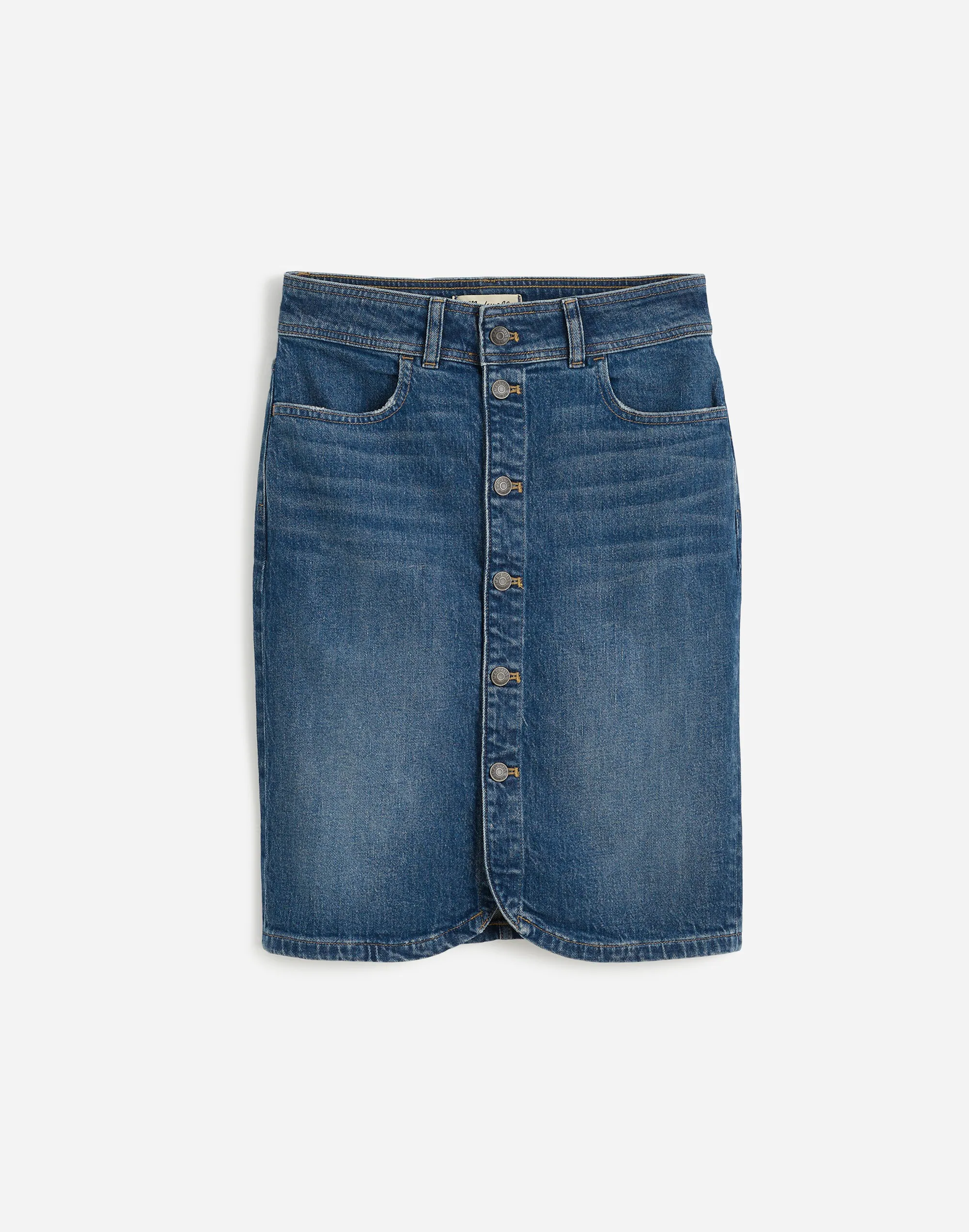Denim Button-Front Midi Skirt