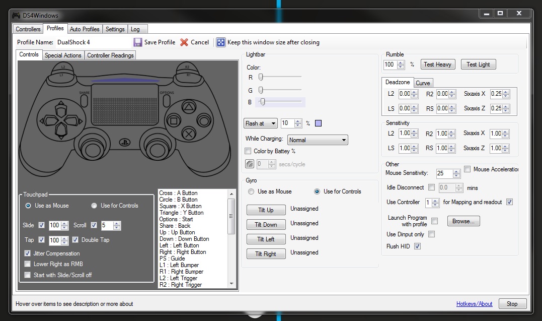 DS4Windows key mapping