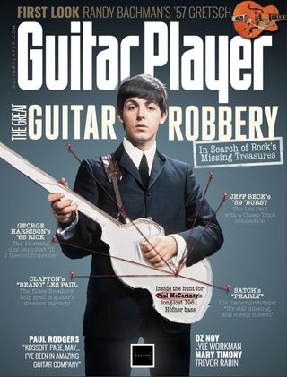 Paul McCartney, pictured on the cover of the February 2024 issue of Guitar Player