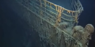 Sunken Titanic image from NOAA Titanic Expedition video