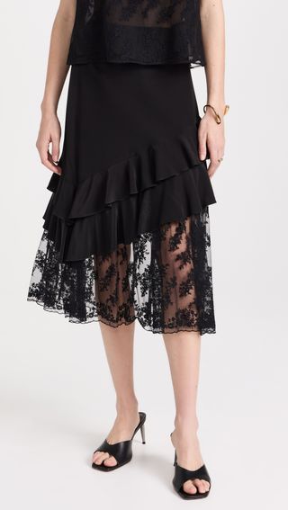 Embroidered Lace Tulle Combo Mermaid Skirt