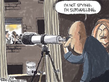 Political Cartoon U.S. Amazon eavesdrop Alexa conversations surveillance