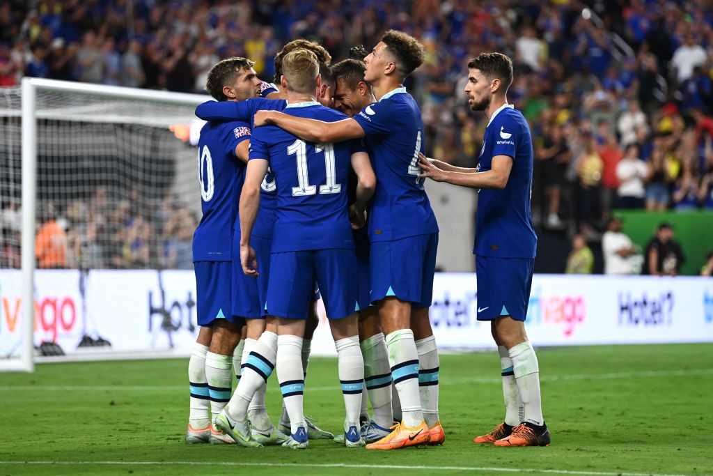 Chelsea 2022/23 season preview and prediction: Mason Mount of Chelsea celebrates with teammates after scoring their side&#039;s second goal during the Preseason Friendly match between Chelsea and Club America at Allegiant Stadium on July 16, 2022 in Las Vegas, Nevada. 