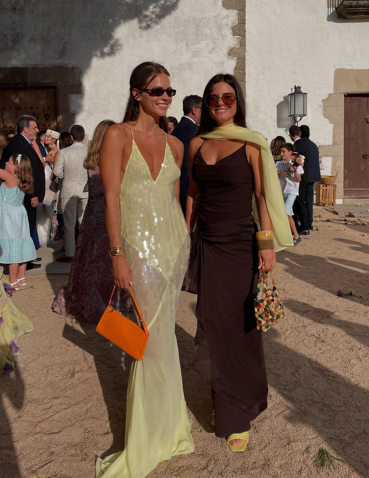 woman in yellow sequin gown