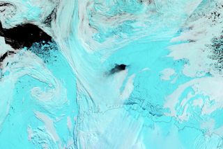 The hole in the sea ice offshore of the Antarctic coast was spotted by a NASA satellite on Sept. 25, 2017.