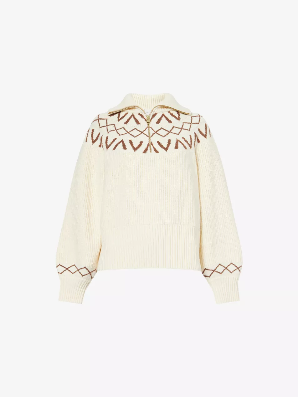Sigrid Fairisle Half-Zip Knit Jumper - Xs