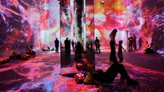 A person sits on the floor at Dataland