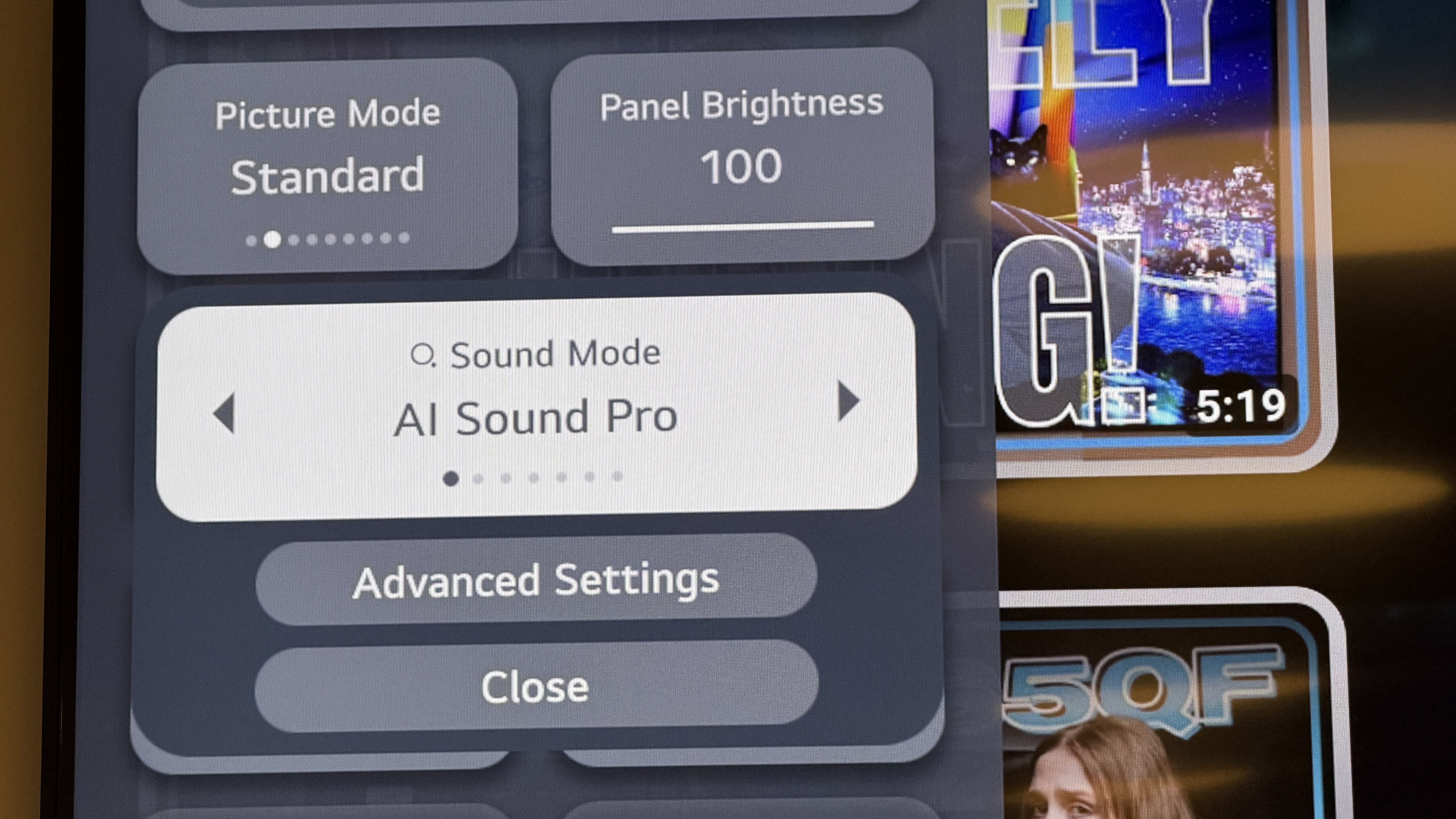LG C5 OLED sound modes