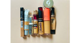 Eight of the best drugstore concealers side-by-side.