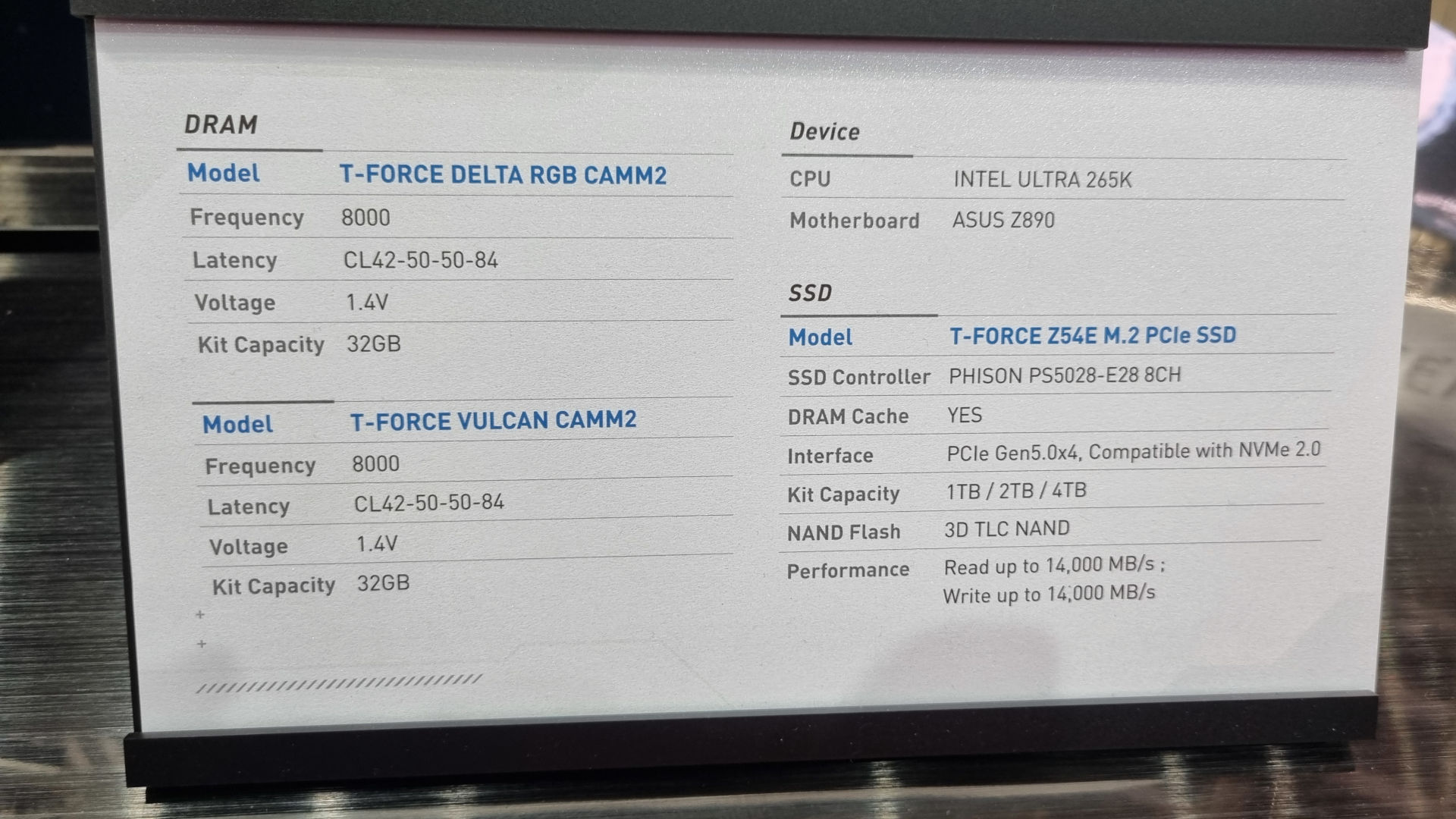 A photo of Team Group's CAMM2 memory presentation at Computex 2025