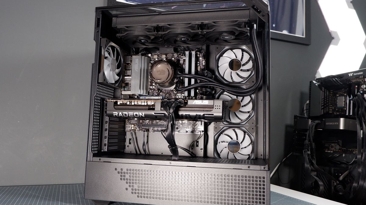iBuyPower RDY Element 9 Pro R07 on a desk during the set-up process.