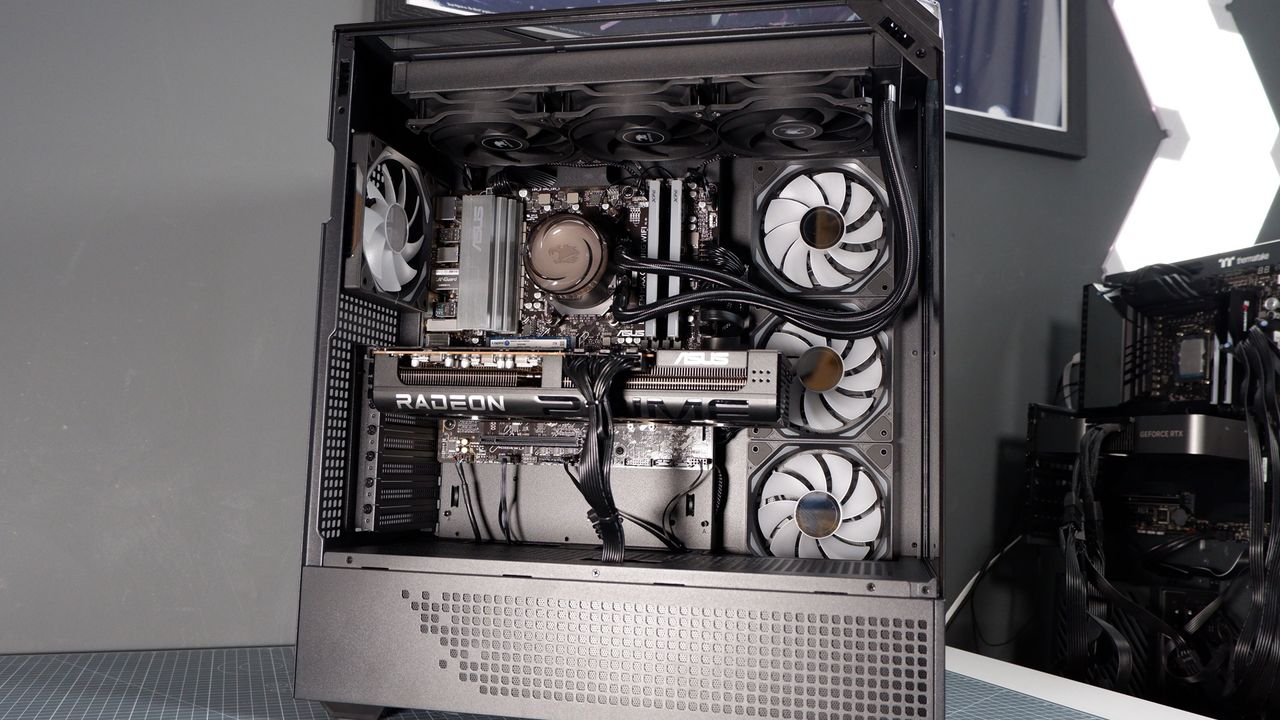 iBuyPower RDY Element 9 Pro R07 on a desk during the set-up process.