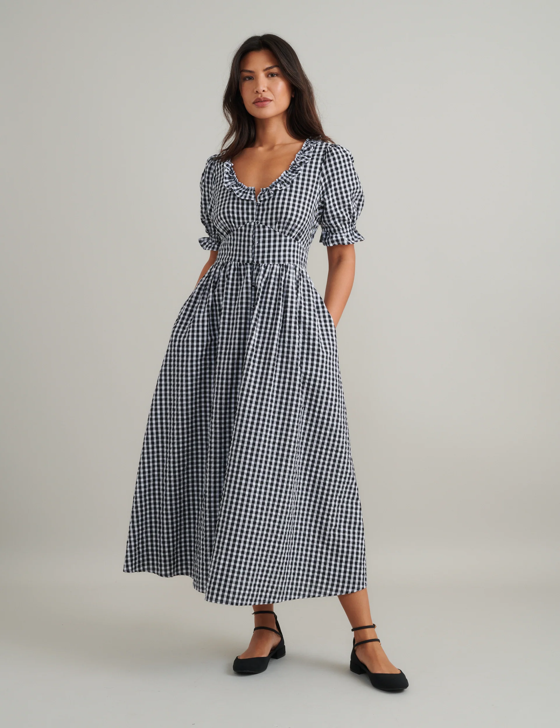 Nobody's Child, Black Gingham Flossie Midi Dress