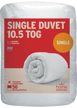 white bedding single duvet in white and red packet