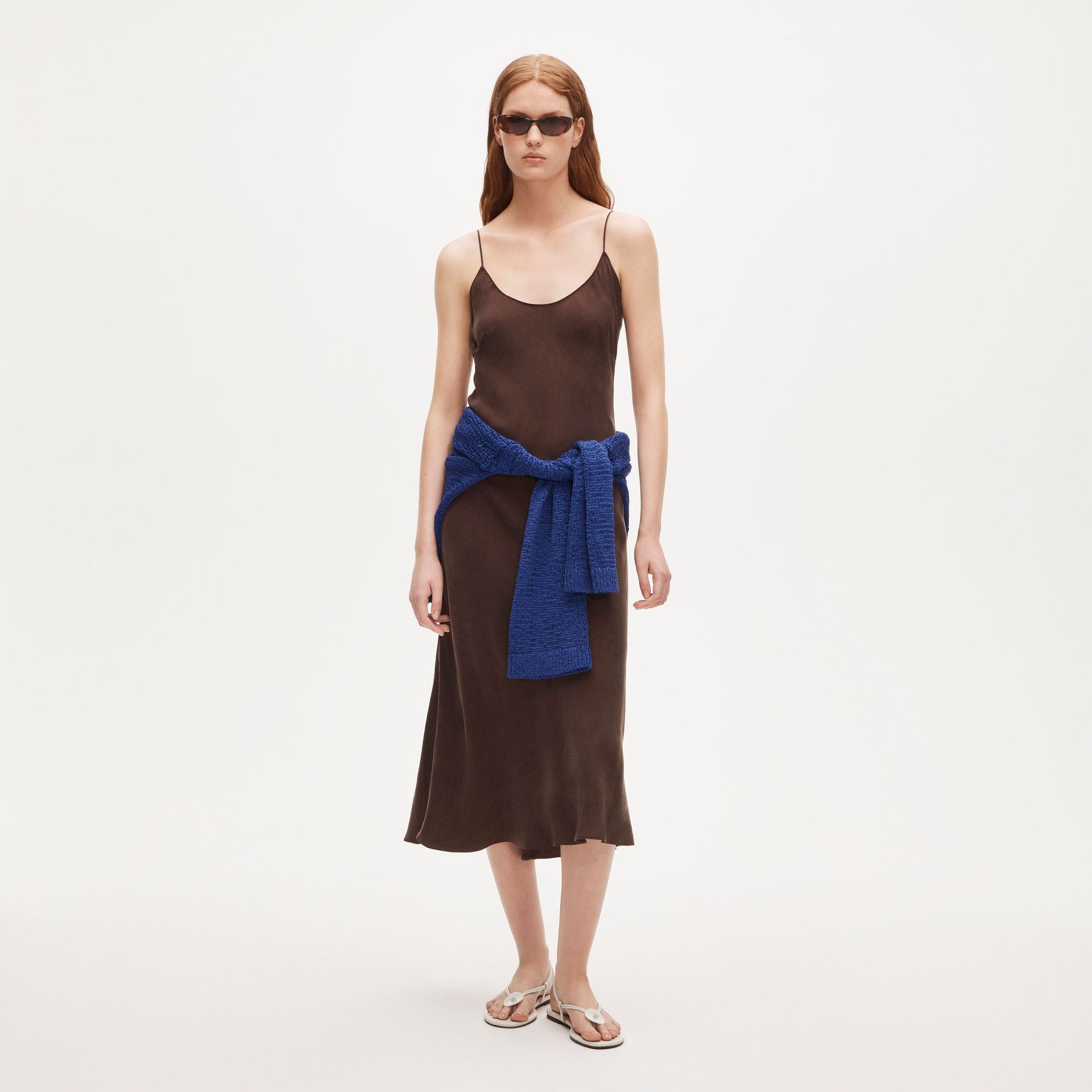 Gwyneth Flounce-Hem Slip Dress