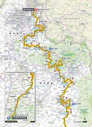 2018 Paris-Roubaix route map