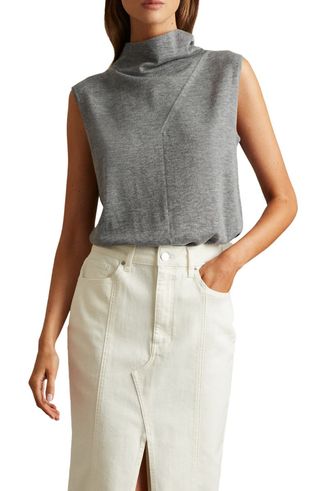 Harper Funnel Neck Sleeveless Wool Sweater