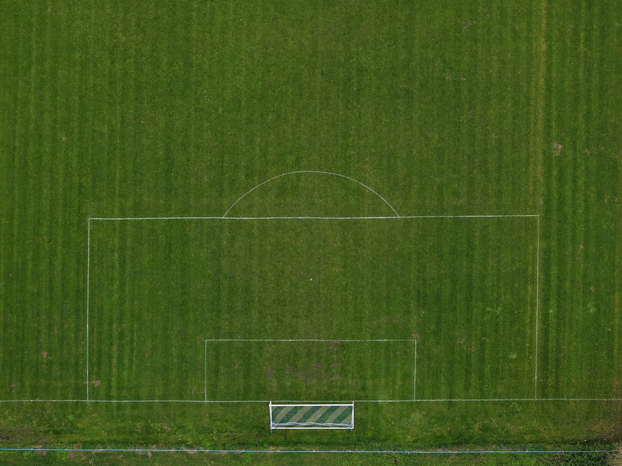 Bird's eye view of a soccer pitch taken with the DJI Air 3S.