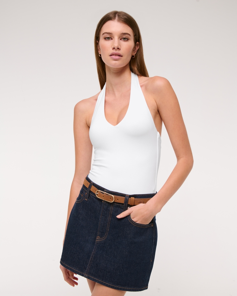 Abercrombie 
Fitch, Cotton-Blend Seamless Fabric Halter Bodysuit