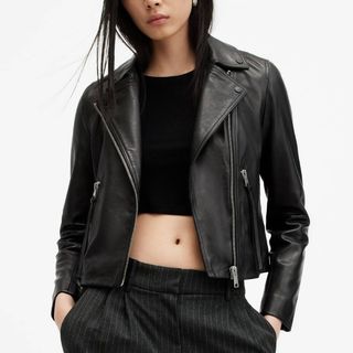 Dalby Slim Fit Leather Biker Jacket