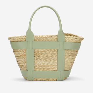 The Maxi Santorini | Natural Basket Khaki Smooth | Demellier