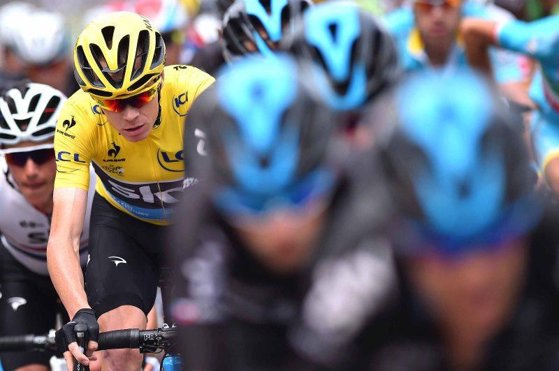 Chris Froome and Team Sky during the stage