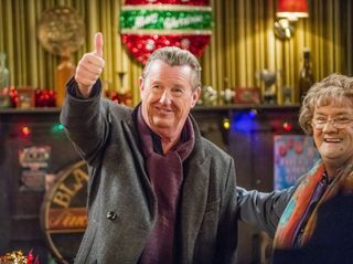 Coronation Street actor Kevin Kennedy gives the thumgs up on Mrs Brown's Boys