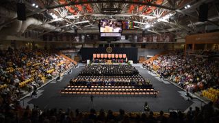 A ceremony at Gore Arena at Campbell University.