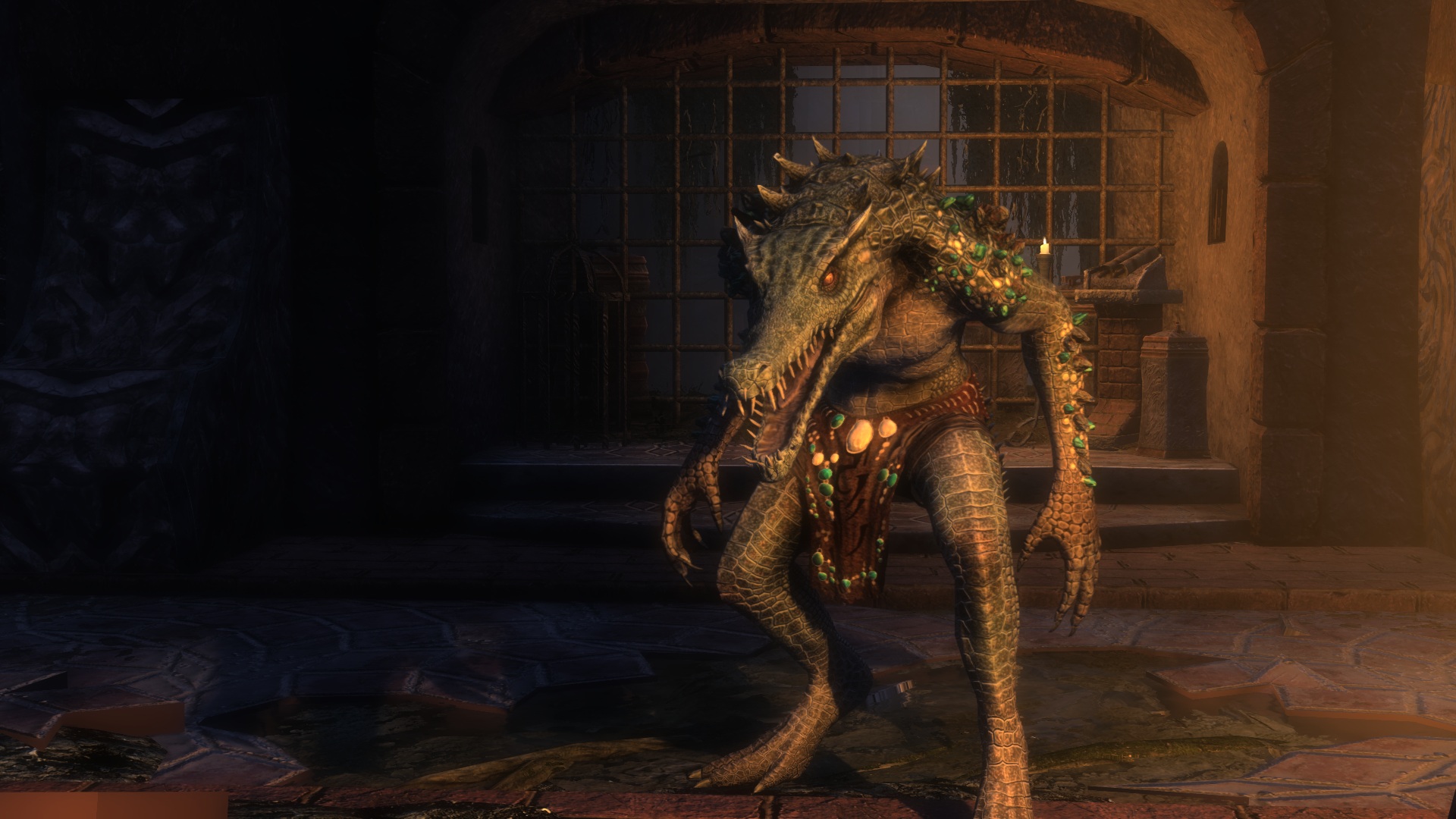 Skywind new Daedroth model, a large bipedal crocodile man