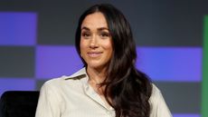 Meghan, Duchess of Sussex speaks onstage during the Breaking Barriers, Shaping Narratives: How Women Lead On and Off the Screen panel