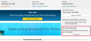 How to cancel Amazon Prime