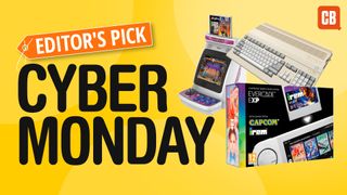 Retro console Black Friday deals; retro consoles on a yellow background