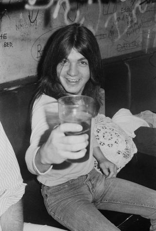 Malcolm Young backstage at London's Marquee Club, 1976