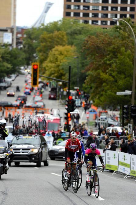The breakaway led by Jan Polanc (Lampre-Merida)