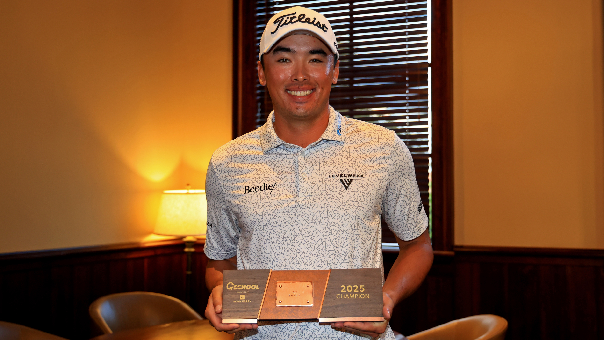 AJ Ewart with his PGA Tour card