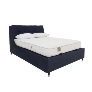 Blue bed with white mattress