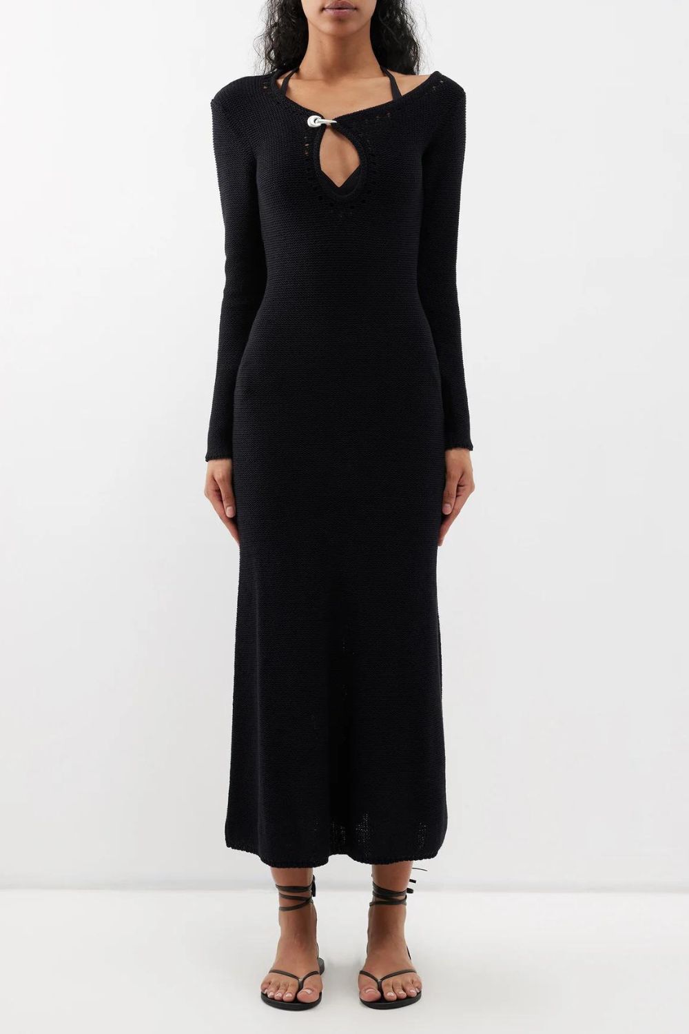 Christopher Esber Pointelle cutout cotton-blend knitted maxi dress