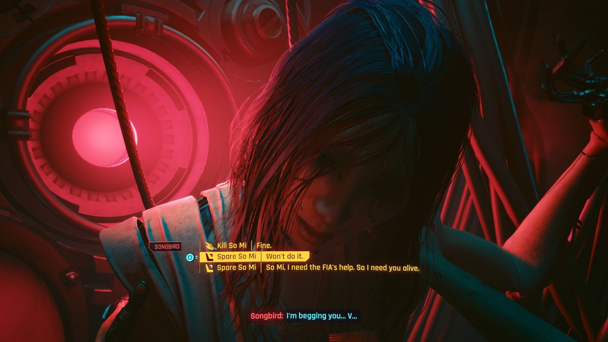 Cyberpunk 2077: Phantom Liberty endings - Spare Songbird