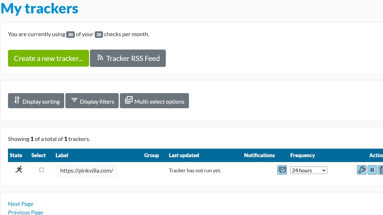 OnWebChange dashboard