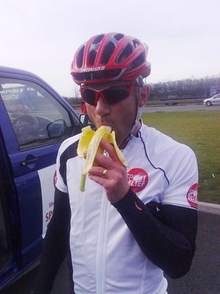 Sport Relief riders Shearer and Chiles pedal on