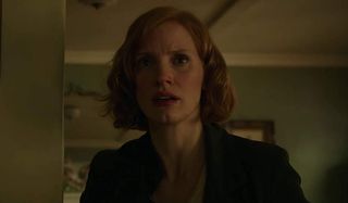 IT Chapter Two Jessica Chastain tearing up in the old lady's apartment