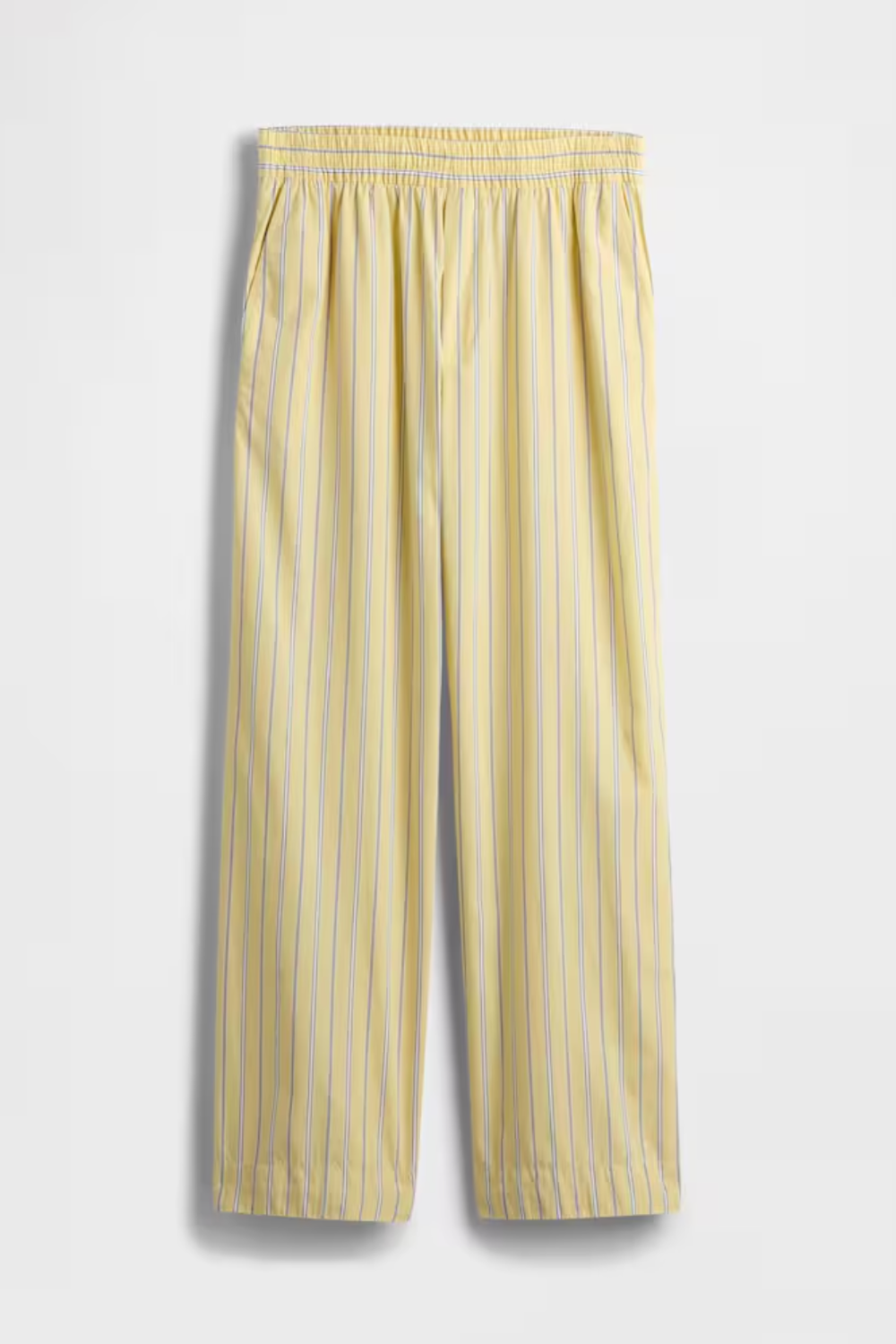 Gap, Yellow Cotton Poplin Striped Easy Wide-Leg Trousers