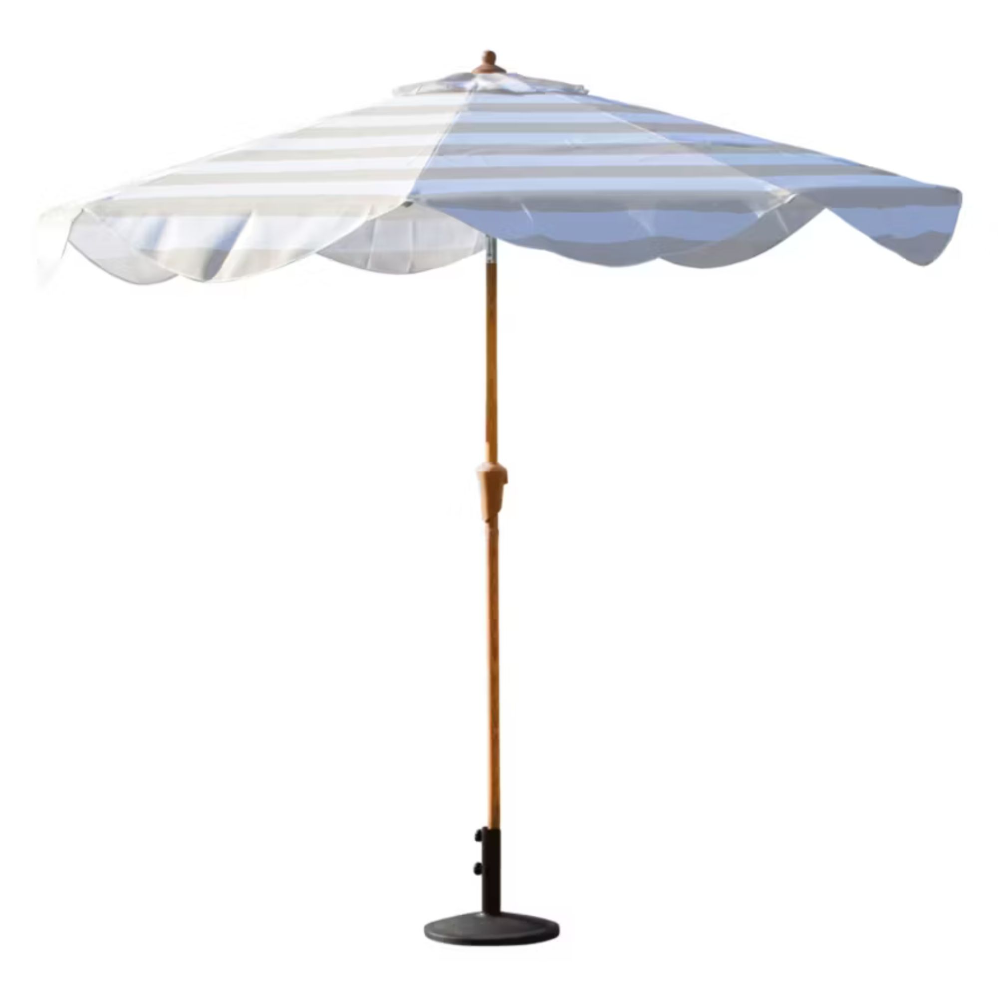 Belavi Scalloped Market Umbrella in Gold Stripe