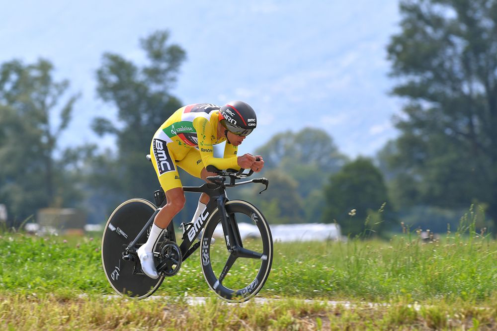 Richie Porte in action during the final time trial at Tour de Suisse