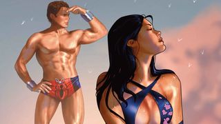 Spider-Man and Psylocke on the cover of a Marvel Swimsuit Special